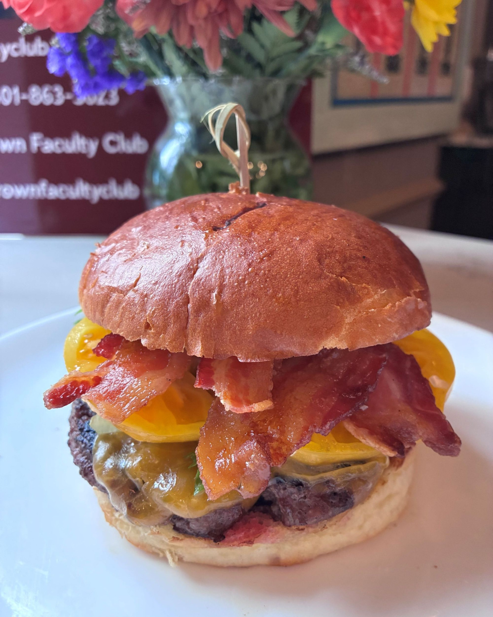 Soup potato | leek | garlic | cream | crostini  BFC Bacon Cheeseburger grilled beef burger | cheddar cheese | bacon | lettuce | heirloom tomato | ketchup | mayo | brioche bun $17  Maple Butternut and Quinoa Salad roasted butternut squash | apple | greens | radish | red onion | quinoa | maple - herb dressing $16