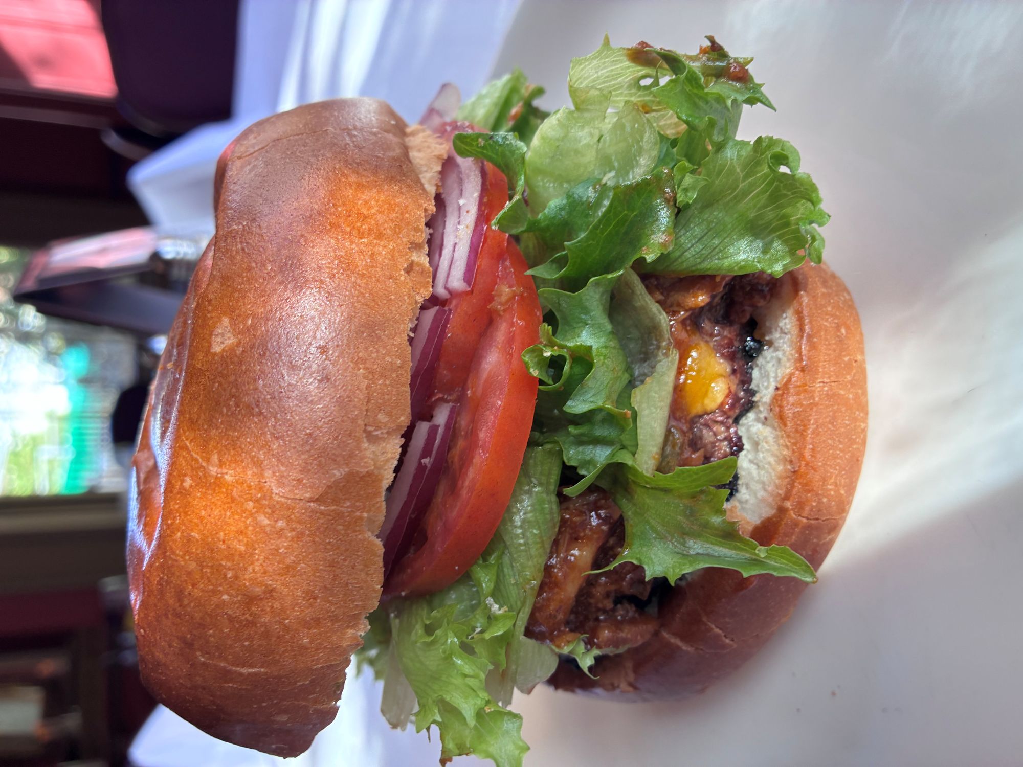 Portuguese Kale Soup (mwg) kale | chourico | beans | tomato | onion | potato Victor Van Pork Burger 8oz burger | BBQ pork | red onion | cheddar cheese | lettuce | tomato $19